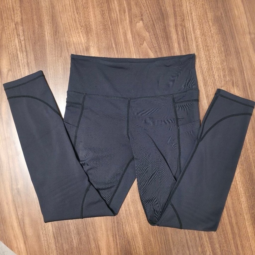 Zyia Active Leggings Womens Black Good Pocket 7/8